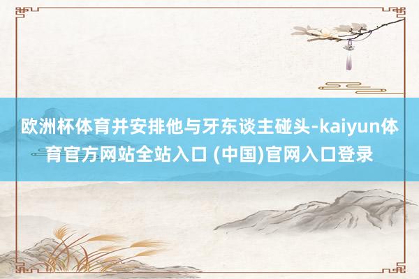欧洲杯体育并安排他与牙东谈主碰头-kaiyun体育官方网站全站入口 (中国)官网入口登录