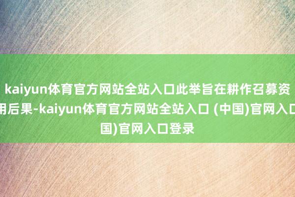 kaiyun体育官方网站全站入口此举旨在耕作召募资金使用后果-kaiyun体育官方网站全站入口 (中国)官网入口登录